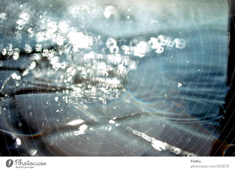 splash splash splash Water Drops of water Sun Sunlight Stone Exotic Glittering Wet Blue Paving stone Colour photo Exterior shot Close-up Deserted Morning Light