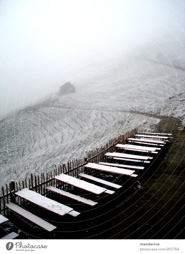 Staufenerhütte 2009, lightning snow Landscape Winter Weather Fog Snow Snowfall Alps Mountain Hiking Cold Lanes & trails Subdued colour Exterior shot Deserted