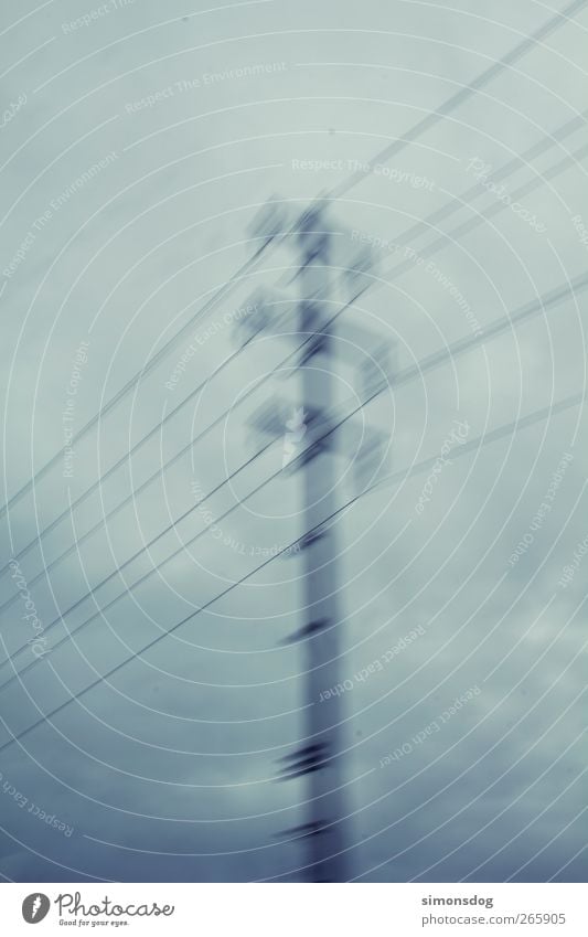 electro! Energy industry Clouds Storm clouds Bad weather Movement Dark Thin Gray Apocalyptic sentiment Electricity pylon High voltage power line Cable Tension