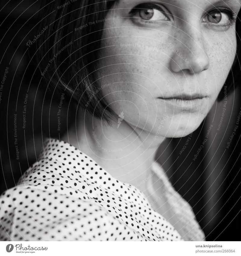 Still Water Beautiful Face Feminine Young woman Youth (Young adults) Woman Adults 1 Human being 18 - 30 years Hair and hairstyles Freckles Black & white photo