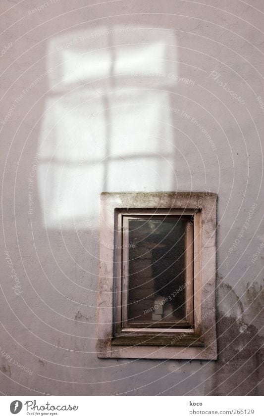 White Shadows Sunlight Building Wall (barrier) Wall (building) Facade Window Stone Concrete Wood Line Old Dirty Dark Sharp-edged Bright Gloomy Brown Gray Black