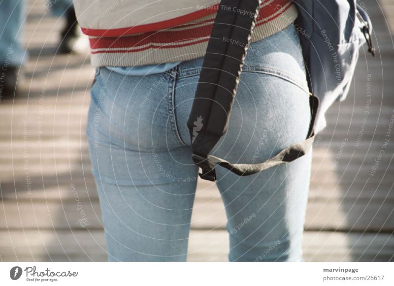 Behind a woman Backpack Woman Going Looking Street Backwards Human being