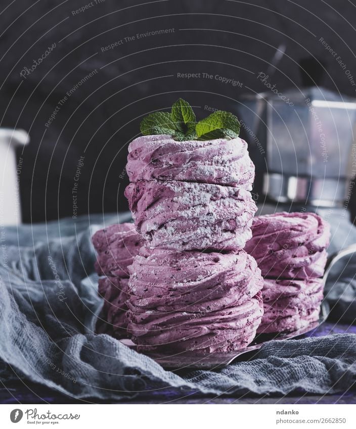 stack of big pink marshmallows Dessert Candy Table Eating Large Retro Soft Pink Black White sweet food Snack Sugar Tasty sugary zephyr Purple many violet fluffy