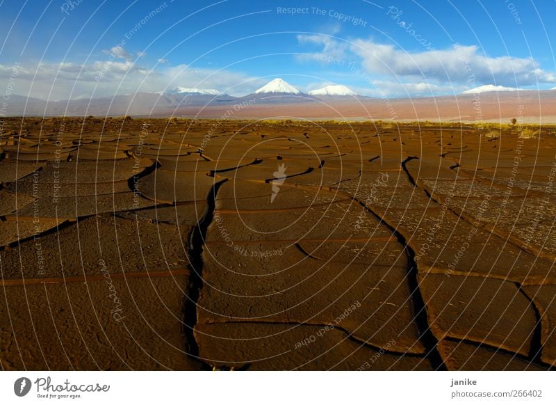 Dessert and Snow Landscape Elements Earth Sky Clouds Horizon Summer Winter Beautiful weather Drought Mountain Andes Snowcapped peak Desert San Pedro de Atacama