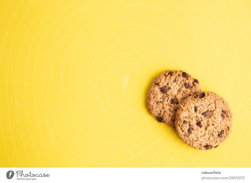 cookies with chocolate chips Dessert Breakfast Life Group Wood Dark Fresh Delicious Brown White Cookie Token background food sweet isolated Baking biscuit Snack