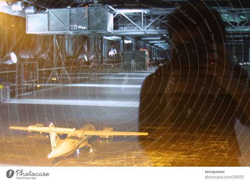 mirroring Dresden Airplane Reflection Self portrait Man Airport depth effect