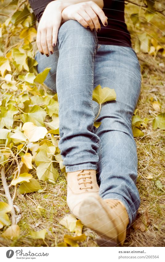 relaxed. Harmonious Well-being Contentment Calm Feminine Legs 1 Human being Relaxation Sit Joie de vivre (Vitality) Spring fever Colour photo