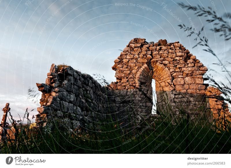 The church is dead ... Nature Plant Grass fanore Ireland Europe Village Church Dome Ruin Wall (barrier) Wall (building) Window Old Build Dark Hope Concern Grief