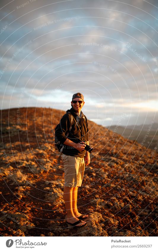 #AS# Excursion Human being Masculine 1 Esthetic Adventure Trip Fuerteventura Landscape Hiking Take a photo Stony Peak Mountain Colour photo Subdued colour