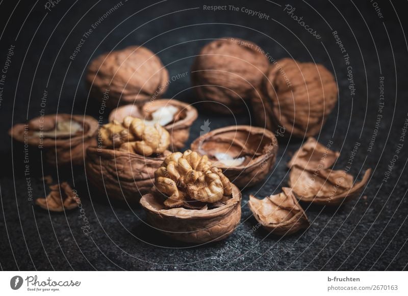 walnuts Food Organic produce Vegetarian diet Slow food Healthy Eating Table Select Dark Fresh Brown Black To enjoy Nut Walnut Sheath Edible nut Colour photo