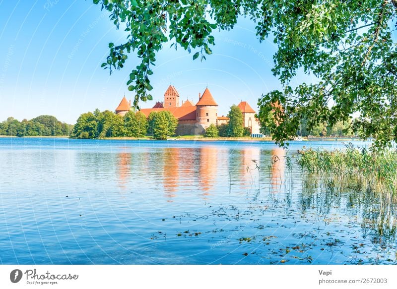 Trakai castle on island lake Beautiful Vacation & Travel Tourism Trip Adventure Sightseeing Summer Summer vacation Island Museum Architecture Culture Nature