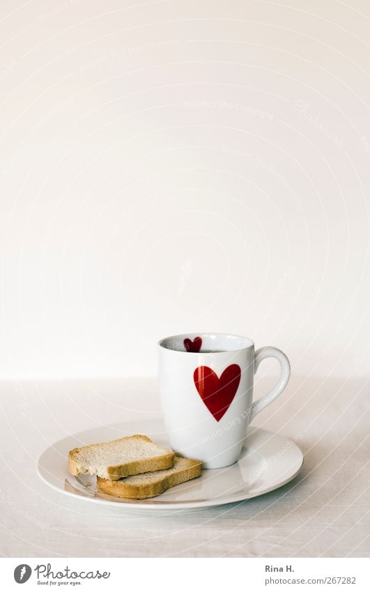 [444] Light food Dough Baked goods zwieback Nutrition Diet Tea Plate Mug Alternative medicine Heart Red White Lack of inhibition gastritis Colour photo