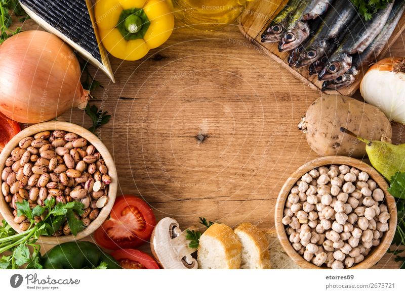 Healthy eating. Mediterranean diet. Fruits and vegetables Mediterranean sea Diet Healthy Eating Food Food photograph Vegetable Fish Grain Nut Olive Oil Table