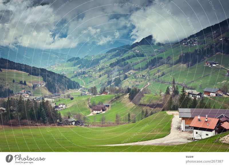 overview Far-off places Summer Mountain House (Residential Structure) Environment Nature Landscape Elements Sky Clouds Climate Beautiful weather Tree Meadow