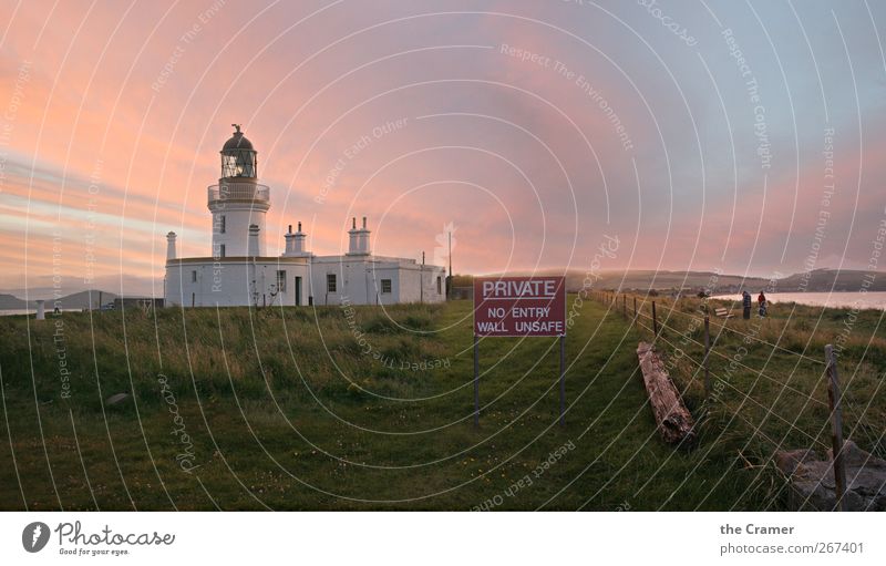 Private Lighthouse Harmonious Tourism Freedom Beach Ocean Summer Autumn North Sea Village Fishing village Port City Deserted Navigation Historic Pink Power