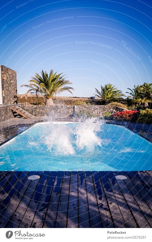 #AS# Pool waves Lifestyle Jump Swimming pool Swimming & Bathing Waves Freedom Release Blue Vacation mood Wood Joy Comical Swell Float in the water Colour photo