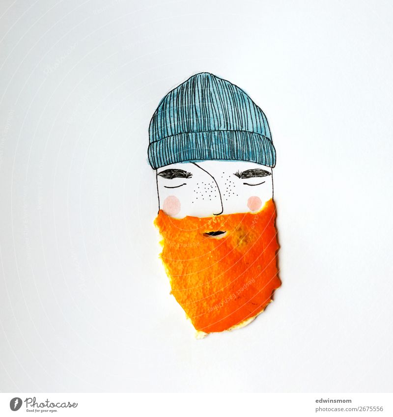 Man with orange beard Fruit Tangerine Masculine Adults Facial hair 1 Human being Cap Beard Paper Decoration Dream Wait Exceptional Cool (slang) Natural Wild