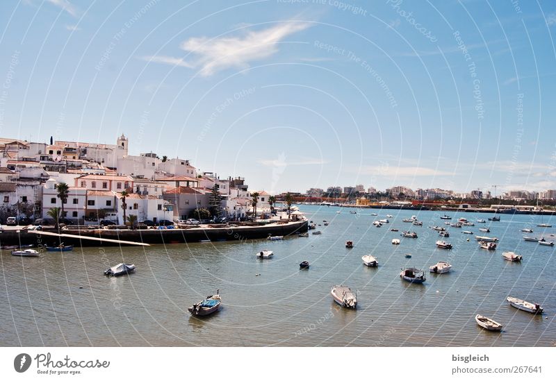 Ferragudo Summer Summer vacation Beach Ocean Sunlight Beautiful weather Portugal Europe Fishing village Port City Fishing boat Sport boats Dinghy Rowboat