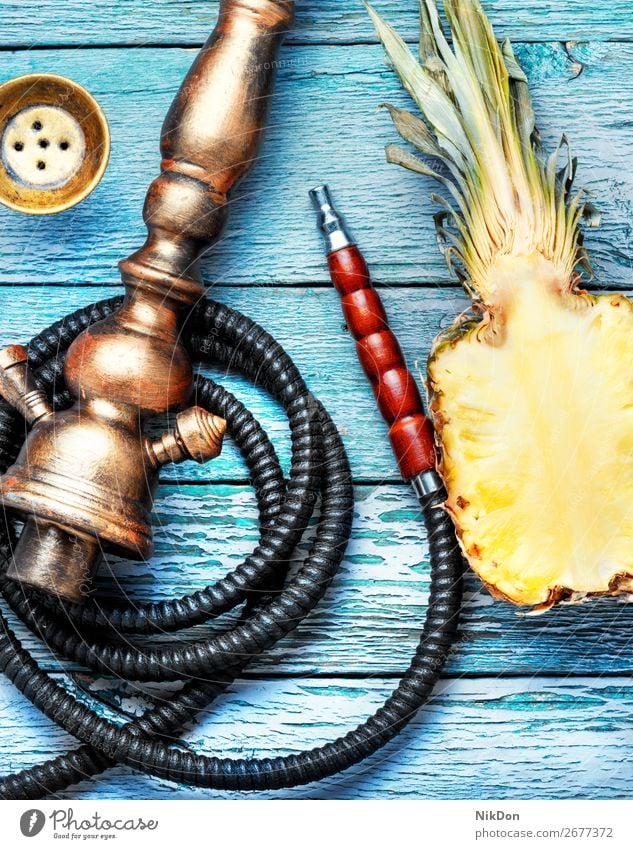 Shisha hookah with pineapple tobacco fruit smoke bowl shisha smoke shisha mouthpiece hookah pipe relaxation hookah lounge arabic turkish east style arabia