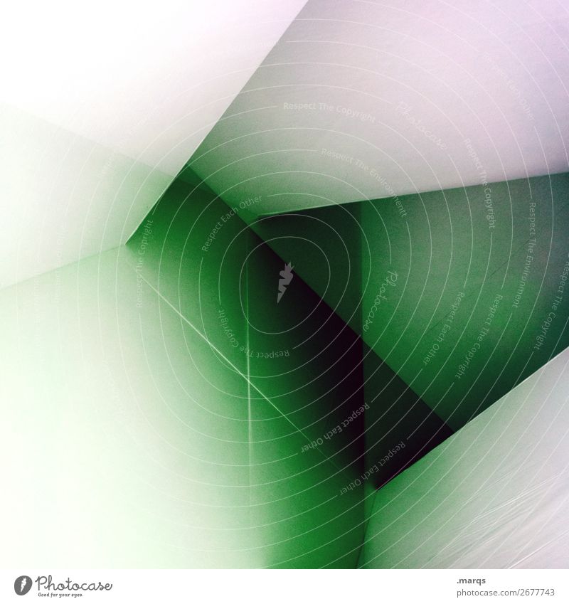 Angled angles Illustration Minimalistic Interior design Abstract Design Geometry Background picture Green White Esthetic Black Double exposure Sharp-edged