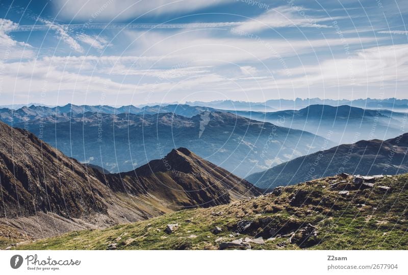 Panorama at the Hirzer | South Tyrol Hiking Climbing Mountaineering Environment Nature Landscape Summer Beautiful weather Alps Peak Fresh Tall Sustainability