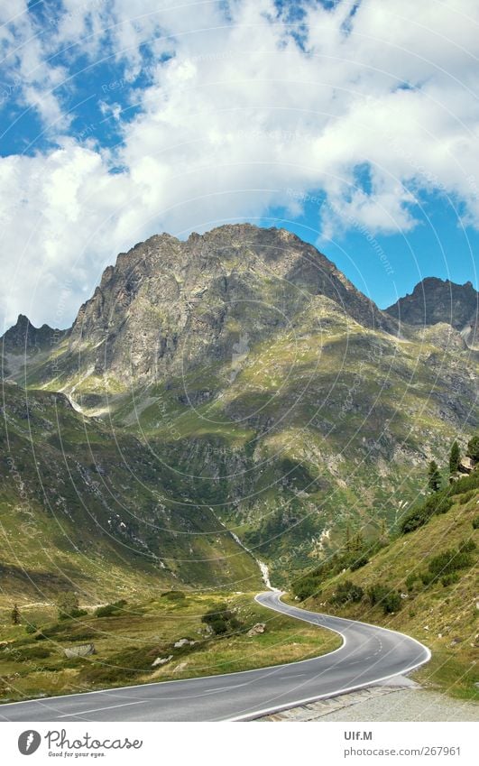 the way II Vacation & Travel Summer Nature Landscape Alps Mountain Traffic infrastructure Road traffic Relaxation Far-off places Green Calm silvretta High Alps