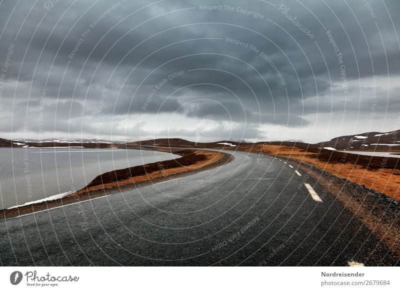 On the way in Finnmark Vacation & Travel Tourism Adventure Far-off places Freedom Nature Landscape Elements Water Clouds Climate Rain Lake Deserted