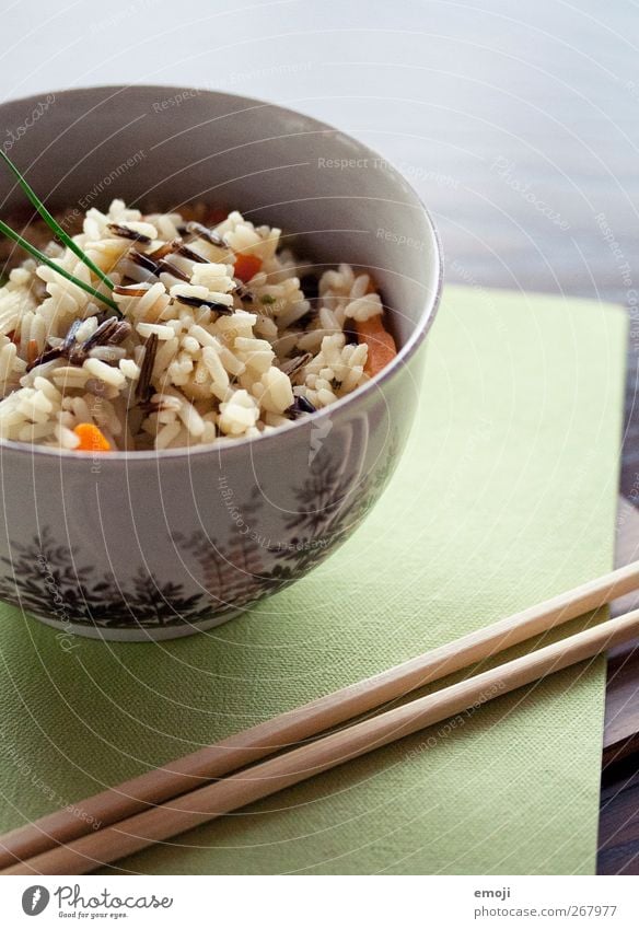 wild rice Vegetable Grain Nutrition Lunch Dinner Vegetarian diet Diet Asian Food Bowl Chopstick Napkin Fresh Healthy Eating Colour photo Interior shot Close-up