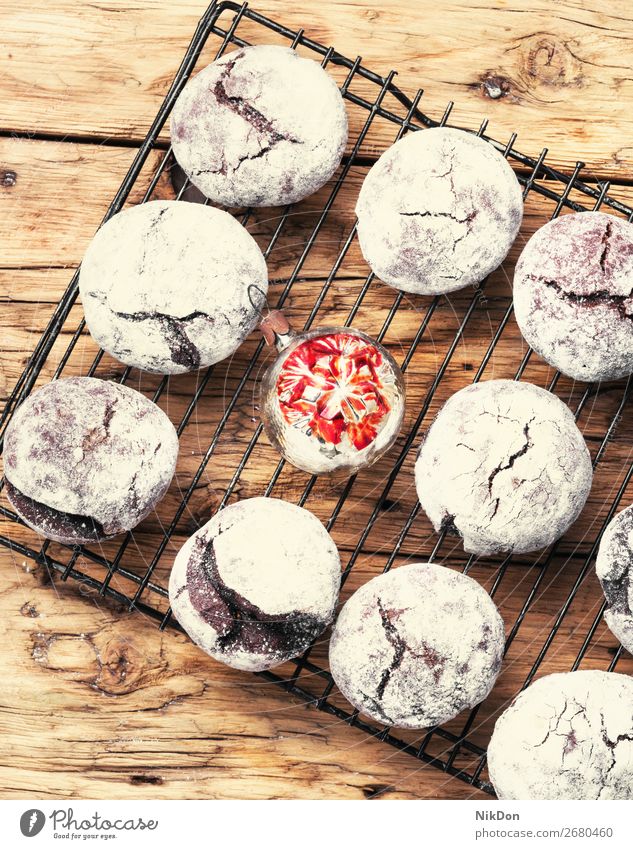 Chocolate cookies for Xmas christmas sweet holiday dessert winter xmas traditional festive biscuit baked homemade icing cake rustic sugar white chocolate