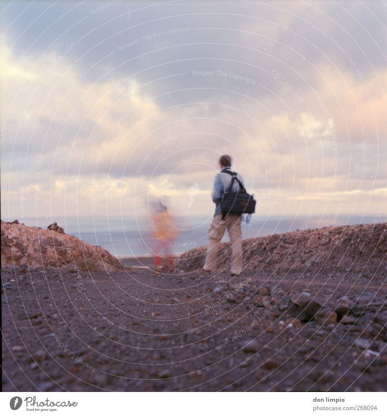 strong winds Vacation & Travel Trip Island Human being 2 Fuerteventura Running Movement Going Walking Hiking Together Far-off places Analog Lanes & trails