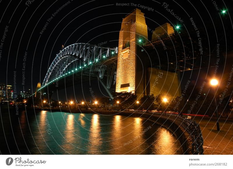 Harbour Bridge Vacation & Travel Tourism Australia Town Skyline water Sydney Icon landmark colorful Dusk Jetty wooden port bay Colour photo Exterior shot