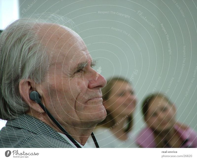 Grandpa and his girls Grandfather Senior citizen Youth (Young adults) Hearing aid Man Male senior as old as the hills