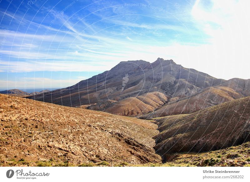 Earth without lifting Vacation & Travel Tourism Island Mountain Hiking Nature Landscape Sand Sky Spring Beautiful weather Hill Rock Peak Volcano Fuerteventura