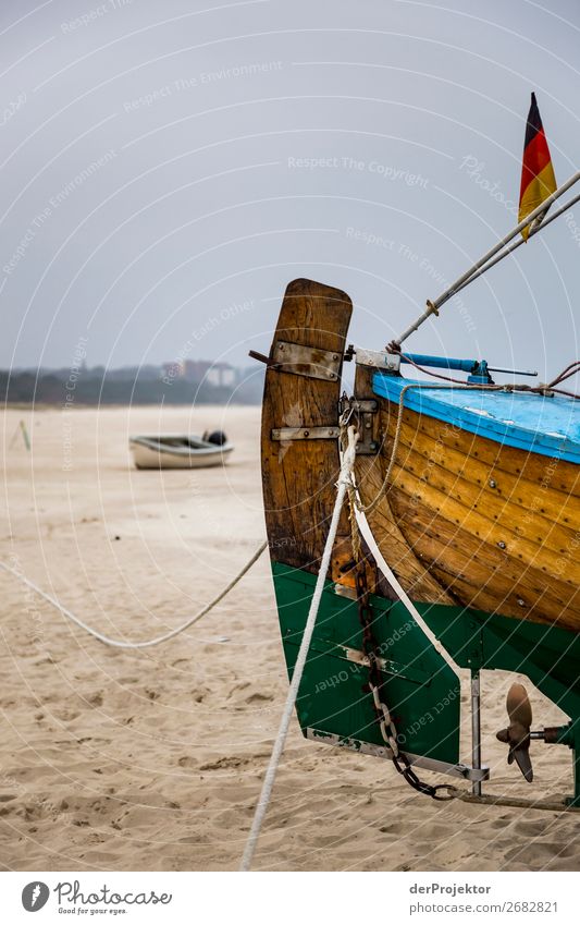 Fisherboat on Usedom III Central perspective Shallow depth of field Contrast Shadow Light Day Copy Space middle Copy Space bottom Copy Space left