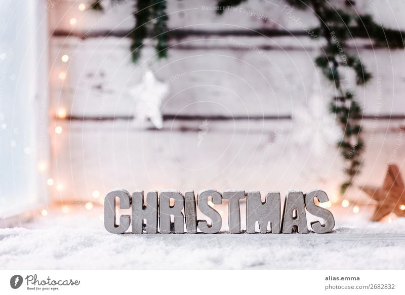 Christmas background with the word *Christmas* made of concrete Snow Winter vacation Decoration Christmas & Advent Concrete Wood Sign Characters