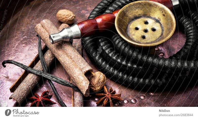 Nargile with spices hookah cinnamon baden vanilla tobacco smoke shisha relaxation east arabic pipe turkish aroma hookah lounge leisure mouthpiece exotic