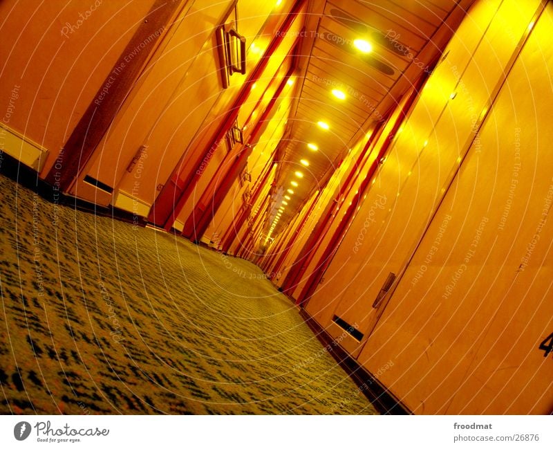 at night under deck #2 Finland Estonia Carpet Watercraft Light Lamp Hallway Symmetry Ferry Alcohol-fueled Yellow Europe Navigation Night Loneliness Orientation