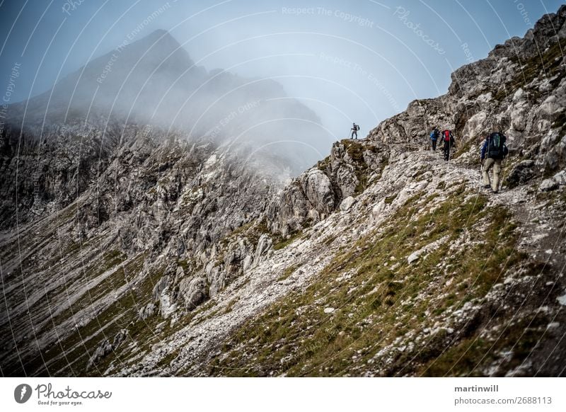 Hiker enjoys view in the fog in the Lechtaler Alps Vacation & Travel Trip Adventure Mountain Hiking Climbing Mountaineering Human being Nature Landscape Autumn