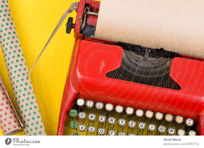 Holidays concept - red typewriter with blank paper Feasts & Celebrations Thanksgiving Christmas & Advent Birthday Craft (trade) Business Rope Technology Mother