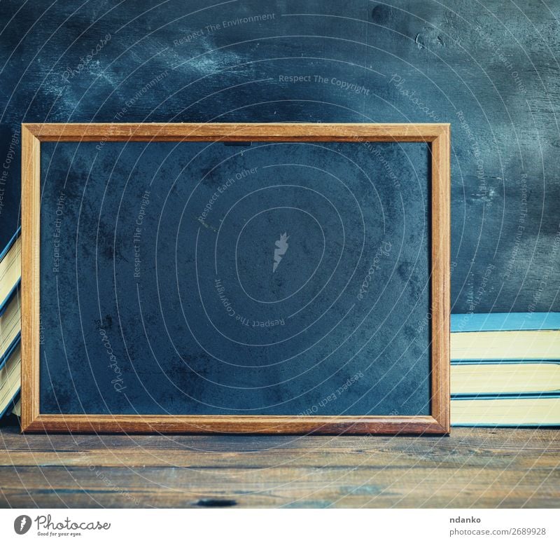 empty black chalk drawing frame School Blackboard Book Wood Old Write Dirty Retro Brown background Blank Chalk Conceptual design Copy Space education element