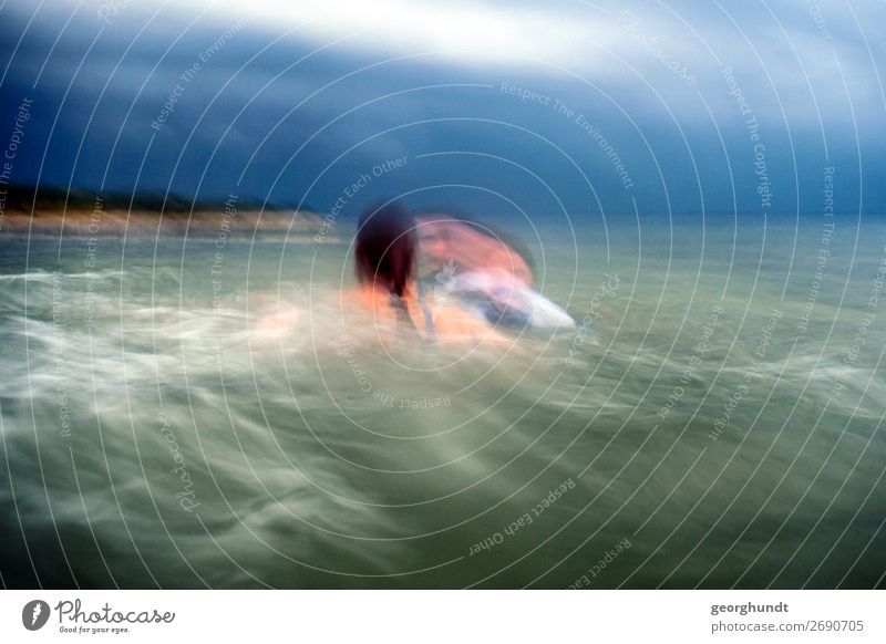 Storm bath I Wellness Life Vacation & Travel Tourism Trip Adventure Far-off places Summer Summer vacation Sports Swimming & Bathing Human being Clouds Waves