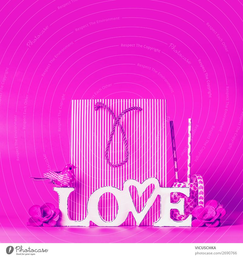 Word Love with decoration Shopping Style Design Party Event Feasts & Celebrations Valentine's Day Decoration Bow Heart Pink Background picture Sale Text