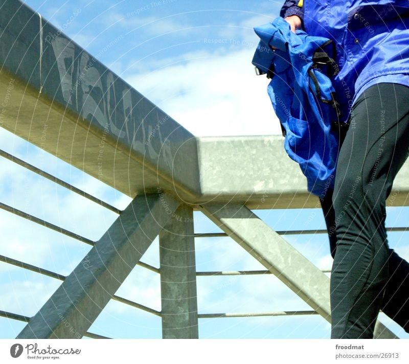 another one in the picture Clouds Legs Blue Sky Handrail Movement