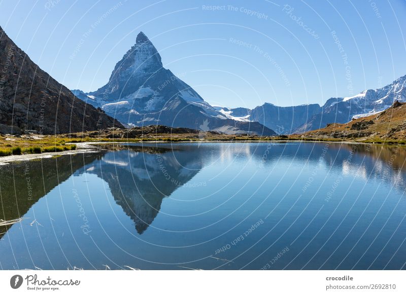 #774 Switzerland Matterhorn Landmark Mountain Village Hiking Mountain bike trail Lanes & trails Colour photo soft light Peak Meadow Peaceful Snow Glacier Idyll