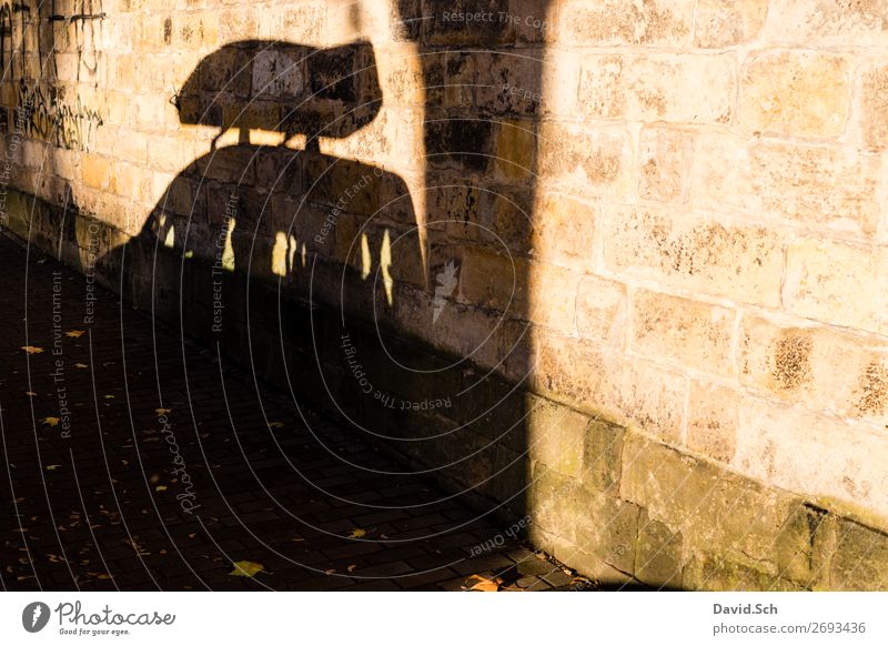 Shadow of a parking car with roof box Climate change Downtown Transport Means of transport Motoring Street Vehicle Car Stand Orange Independence Freedom