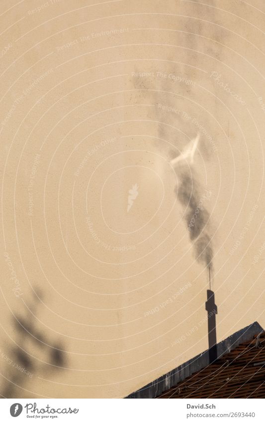 Shadow of smoking chimney Environment Air Climate Climate change Chimney Roof Smoking Dirty Environmental pollution Environmental protection Air pollution