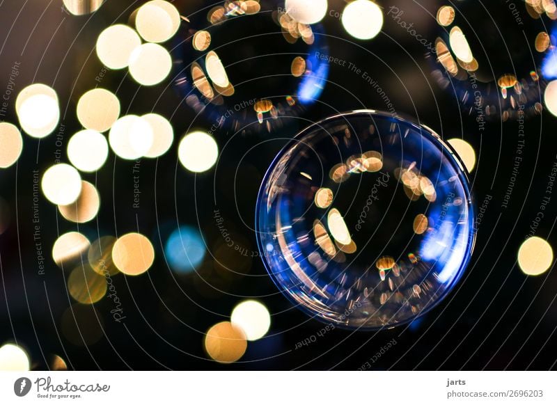 lights Glass Glittering Illuminate Beautiful Patient Calm Sphere Christmas & Advent Glitter Ball Blue Yellow Colour photo Interior shot Close-up Deserted