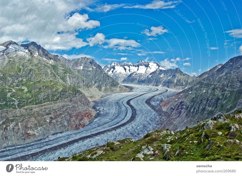 glacier hike Environment Nature Landscape Plant Sky Clouds Autumn Climate Climate change Beautiful weather Ice Frost Snow Rock Alps Mountain Peak