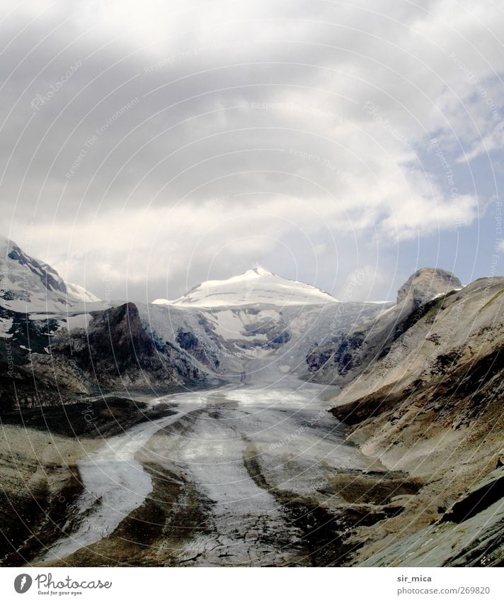 At the glacier Landscape Sky Climate change Alps Mountain Snowcapped peak Glacier Tourist Attraction Dirty Blue Brown White Grossglockner Pasterze Steep face