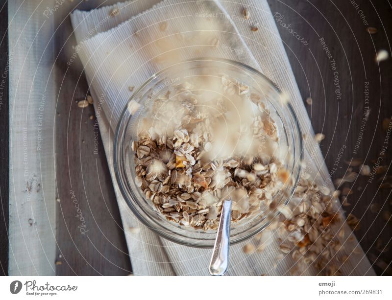 for brunch Grain Nutrition Breakfast Buffet Brunch Organic produce Vegetarian diet Diet Bowl Spoon Delicious Cereal Flake Colour photo Interior shot Deserted